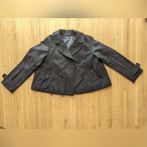 Cute Cropped Pea-coat Dark Grey
